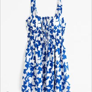 NWT Abercrombie blue avd white babydoll dress women's XS